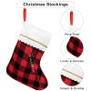Fovths 16 Pack Christmas Felt Stockings Buffalo Plaid Xmas Stockings 15 Inches Xmas Hanging Stockings Holiday Party Favors Stockings for Christmas Tree Fireplace Decoration (Red and Black) view 2