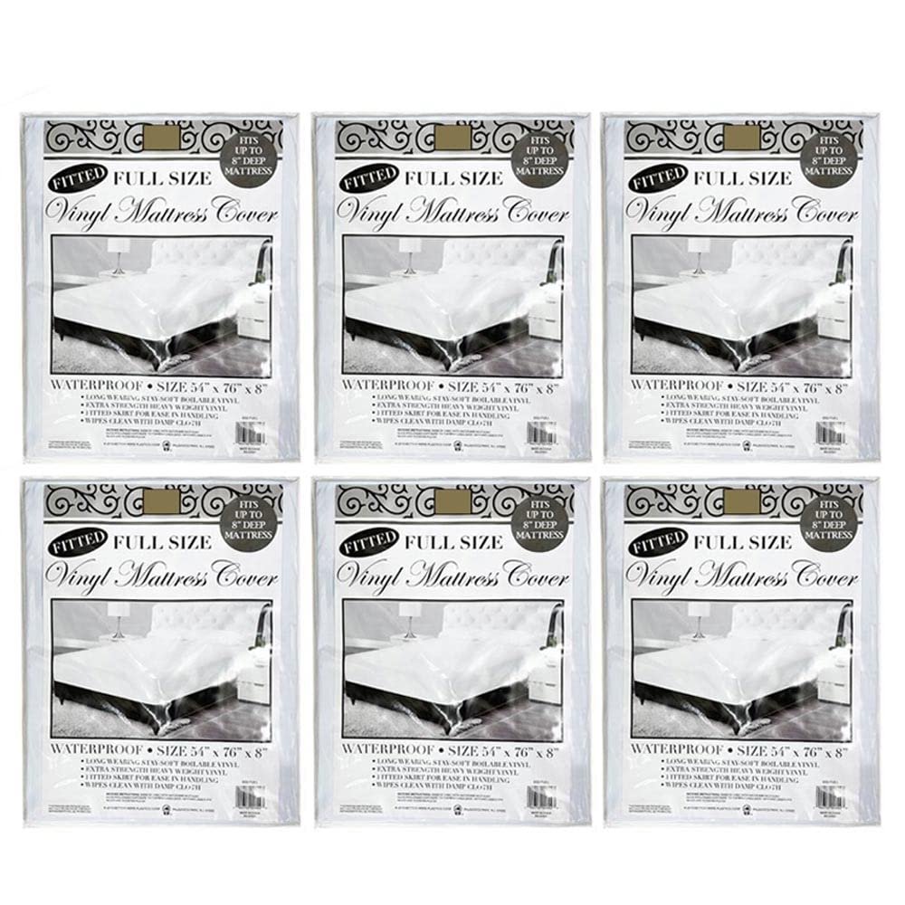 6 Pack Full Size Mattress Protector Heavy Duty Vinyl Waterproof Fitted Bed Cover