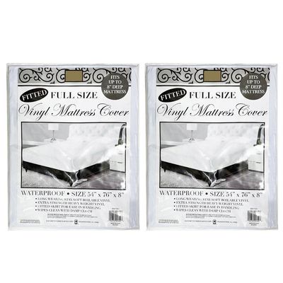 2 Full Size Mattress Cover Waterproof White Vinyl Encasement Premium Protector