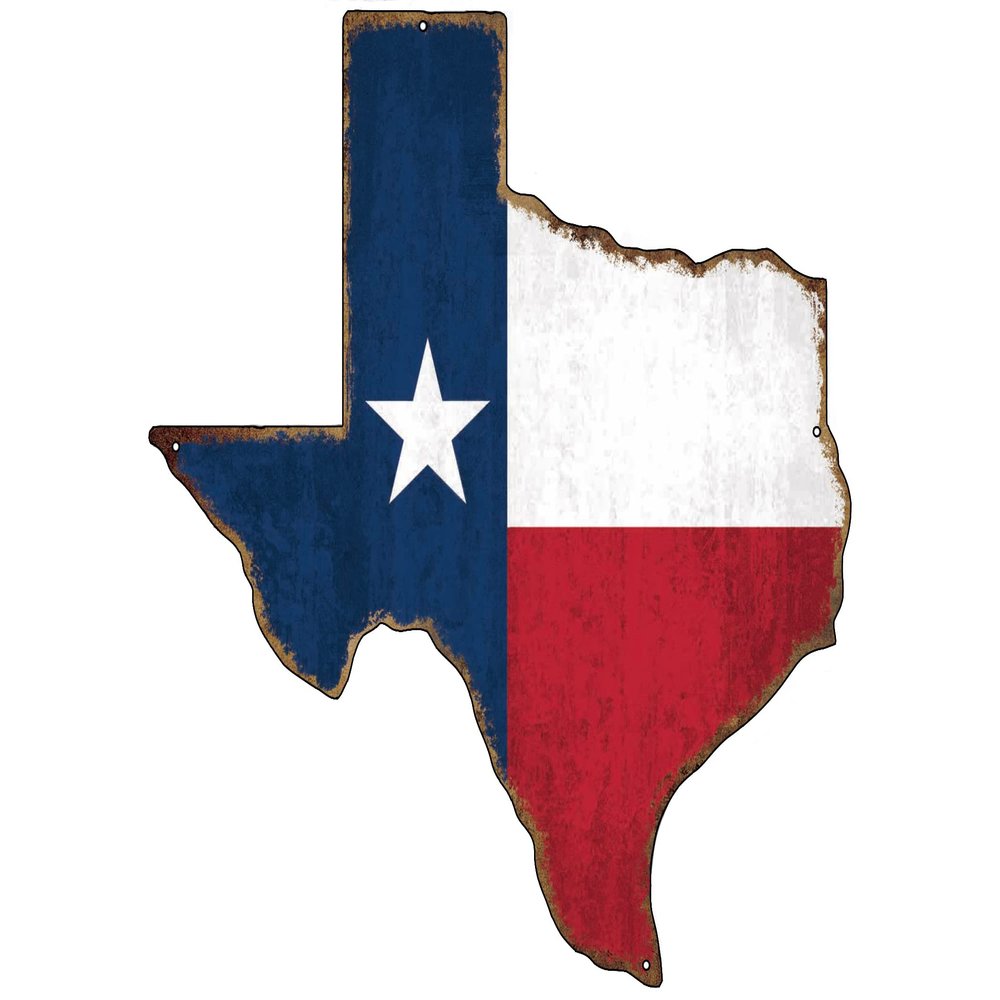 Rogue River Tactical Texas State Rustic Flag Cut Out Metal Tin Sign Wall Decor Man Cave Bar Texans Lone Star Die Cut Large 10 Inch