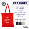 DISCOUNT PROMOS Custom Cotton Canvas Tote Bags Set of 10, Personalized Bulk Pack - Reusable, Great for Shopping, Grocery, Beach, Picnic, Wedding Favors - Red view 3