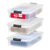 IRIS USA 40 Qt Plastic Under Bed Storage Nestable Organizer Bin Container with Secure Lids and Durable Buckles, 3-Pack, Under Bed Storage Containers for Clothes Shoes Bedding, Black/Clear view 1