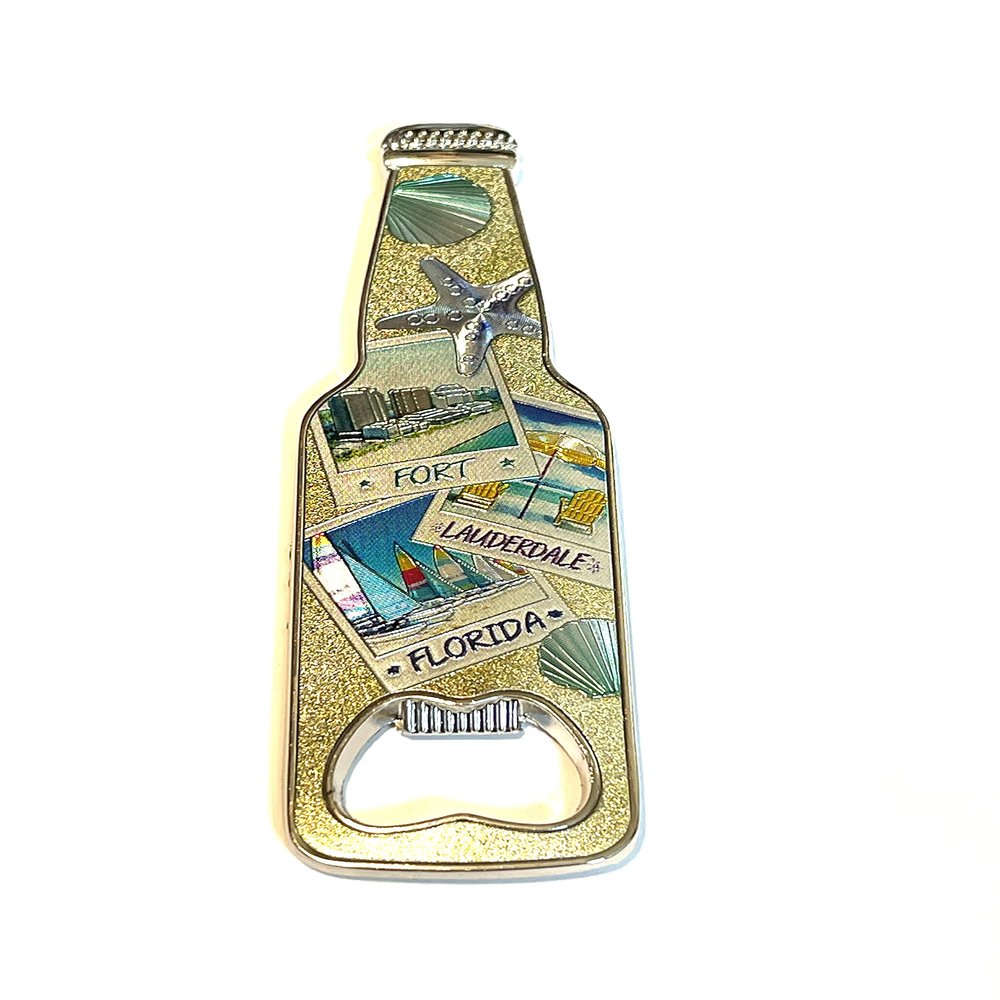 SUREG Florida Fridge Magnet Bottle Opener - Various designs Retro Collage Collectible Souvenir Bottle Opener 1 Item (Florida Lauderdale) (MGBF1)