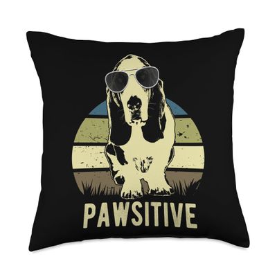 Basset Hound Dog Throw Pillow