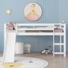 Harper & Bright Designs Low Loft Bed with Slide Twin Size Junior Loft Beds for Kids Girls Boys Solid Pine Wood Toddler Loft Bed with Ladder and Guard Rails,No Box Spring Needed,White view 1