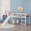 Harper & Bright Designs Low Loft Bed with Slide Twin Size Junior Loft Beds for Kids Girls Boys Solid Pine Wood Toddler Loft Bed with Ladder and Guard Rails,No Box Spring Needed,White view 3