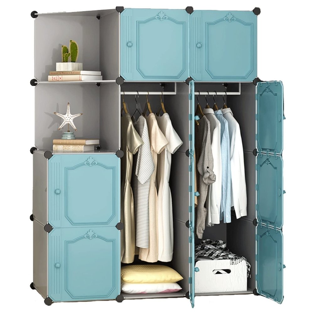 BNNP Standing Closet Wardrobe Cube Wardrobe Combination Wardrobe Portable Wardrobe Modular Cabinet Foldable Bedroom Clothes Shoes Toys Locker Portable Closets (Color : B)