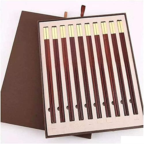 Reusable Chopsticks Set, Non-Slip Dishwasher Safe Reusable Chopsticks, 10 Pairs Of Gift Sets, Mahogany, Home Gifts,27cm Chopsticks