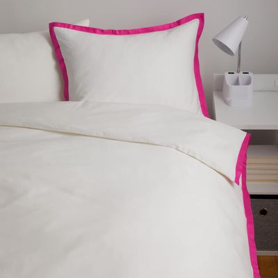Dormify London Hotel Border Duvet Cover and Sham Set, Twin/Twin XL, Hot Pink