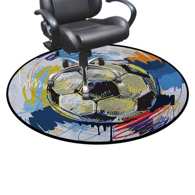 MultiRound Floor Mats for Office Chair Spherical Soccer Ball with Colorful Graphic Hardwood Floor Anti-Slip Floor Protector Game Controller Rubber Gaming Computer Chair Mat Diameter 47.2 in