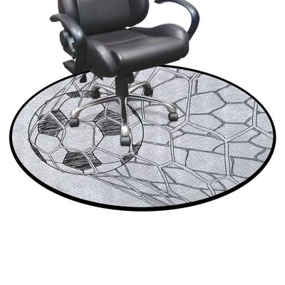 Black WhiteProtectors Mats Desk Chair Mat for Rolling Chair Soccer Ball in Net Goaly Position Sports Hardwood Floor and Protector for Rolling Chair Sports Decor Diameter 35.5 in
