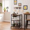 TUTOTAK Bar Cart, Serving Cart for Home, Microwave Cart, Drink Cart, Mobile Kitchen Shelf with Wine Rack and Glass Holder, Rolling Beverage Cart BC01BB030 view 1