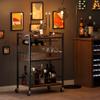 TUTOTAK Bar Cart, Serving Cart for Home, Microwave Cart, Drink Cart, Mobile Kitchen Shelf with Wine Rack and Glass Holder, Rolling Beverage Cart BC01BB030 view 3
