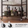 TUTOTAK Bar Cart, Serving Cart for Home, Microwave Cart, Drink Cart, Mobile Kitchen Shelf with Wine Rack and Glass Holder, Rolling Beverage Cart BC01BB030 view 4