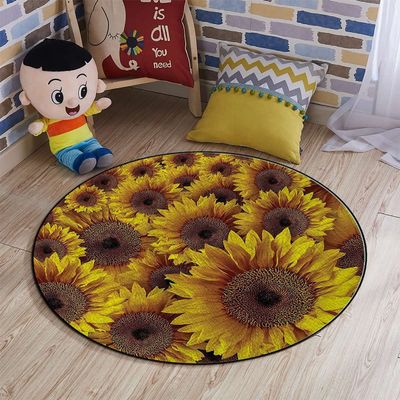 Gold BrownOffice Chair Mat Washable Non Slip Floor Protector Sunflowers Field Botanical Natural Petals Under Computer Desk Floor Protector for Rolling Chairs Non Slip Anti Scratches Diameter 47.2 in