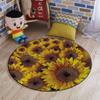 Gold BrownOffice Chair Mat Washable Non Slip Floor Protector Sunflowers Field Botanical Natural Petals Under Computer Desk Floor Protector for Rolling Chairs Non Slip Anti Scratches Diameter 47.2 in view 1