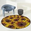 Gold BrownOffice Chair Mat Washable Non Slip Floor Protector Sunflowers Field Botanical Natural Petals Under Computer Desk Floor Protector for Rolling Chairs Non Slip Anti Scratches Diameter 47.2 in view 2