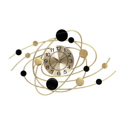 moisture Indoor Wall Clock Creative Living Room Decoration Wall Clock Nordic Simple Mute Large Wall Clock Metal Clock Planet Shape Home Wall Clock Hanging Clock (Color : A)