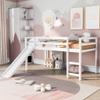 Harper & Bright Designs Wood Loft Bed with Slide,Twin Low Loft Bed for Kids Girls Boys Toddler Loft Bed with Ladder and Guard Rails,White view 1