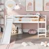 Harper & Bright Designs Wood Loft Bed with Slide,Twin Low Loft Bed for Kids Girls Boys Toddler Loft Bed with Ladder and Guard Rails,White view 3