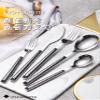Black Flatware Set,Stainless Steel Silverware Set for Home Kitchen Durable Cutlery Set Include Knife Fork Spoon Teaspoon Dessert Fork,Mirror Polished. view 2