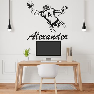 Personalized Custom for Football Player Wall Decal - Select Your Number and Name - Vinyl Sticker for Boys Room - Custom Number of Player Vinyl Decal - Best Gift for Boy 30x30