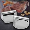 LoBake Manual 304 Stainless Steel Round Square Meat Press Meat Patties Hamburger Maker with Wooden Handle Pressing Steak Kitchen Tools (Square Wooden Handle) view 4