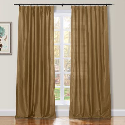TWOPAGES 100% Dupioni Silk Rod Pocket Curtain 102 Inches Long Privacy Protection 50Wx102L Chestnut Drape Light Reducing for Living Room, 1 Panel