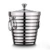 Ice Bucket for Cocktail bar and Parties Stainless Steel Ice Bucket, Double Layer Insulation Thickening Bucket with Lid and Portable Handle,Mirror Polish Finish,Wine Barrel, Beer Barrel (Size : 1L) view 2