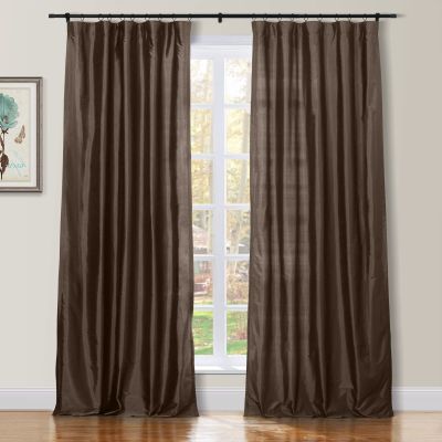 TWOPAGES 100% Dupioni Silk Rod Pocket Curtain 102 Inches Long Privacy Protection 50Wx102L Brown Drape Light Reducing for Living Room, 1 Panel