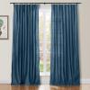 TWOPAGES 100% Dupioni Silk French Blue Curtain with Back Tab Extra Long Room Darkening 120 Inch Long Privacy Protection Drape 50Wx120L for Bedroom, 1 Panel view 1