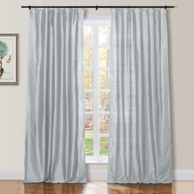 TWOPAGES 100% Dupioni Silk Ice Blue Curtain with Back Tab Extra Long Room Darkening 120 Inch Long Privacy Protection Drape 50Wx120L for Bedroom, 1 Panel
