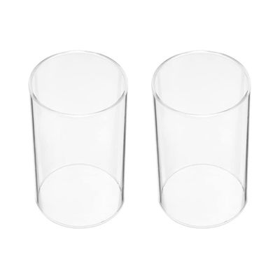 NOLITOY Glass Candle Holder 2pcs Candle Holder Sleeve, Clear Glass Bottomless Cylinder Candleholder, Candle Chimney Tube Cover, Open Ended Candle Shade Candle Shade