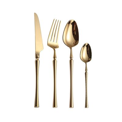 Gold Silverware Set,Durable 18/10 Stainless Steel Flatware Set for Eating Home Kitchen Small Waist Cutlery Utensil Mirror Polished