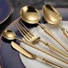 Gold Silverware Set,Durable 18/10 Stainless Steel Flatware Set for Eating Home Kitchen Small Waist Cutlery Utensil Mirror Polished view 2