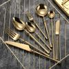 Gold Silverware Set,Durable 18/10 Stainless Steel Flatware Set for Eating Home Kitchen Small Waist Cutlery Utensil Mirror Polished view 3