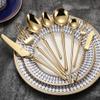 Gold Silverware Set,Durable 18/10 Stainless Steel Flatware Set for Eating Home Kitchen Small Waist Cutlery Utensil Mirror Polished view 4