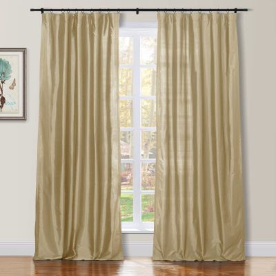 TWOPAGES 100% Dupioni Silk Biscuit Curtain with Back Tab Extra Long Room Darkening 120 Inch Long Privacy Protection Drape 50Wx120L for Bedroom, 1 Panel