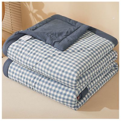 RRNAR Quilt Full/Queen Size - Summer Soft Lightweight 100% Washed Cotton Reversible Comforter Soft Comfy Breathable Bedding for Queen Bed,F,180x220cm