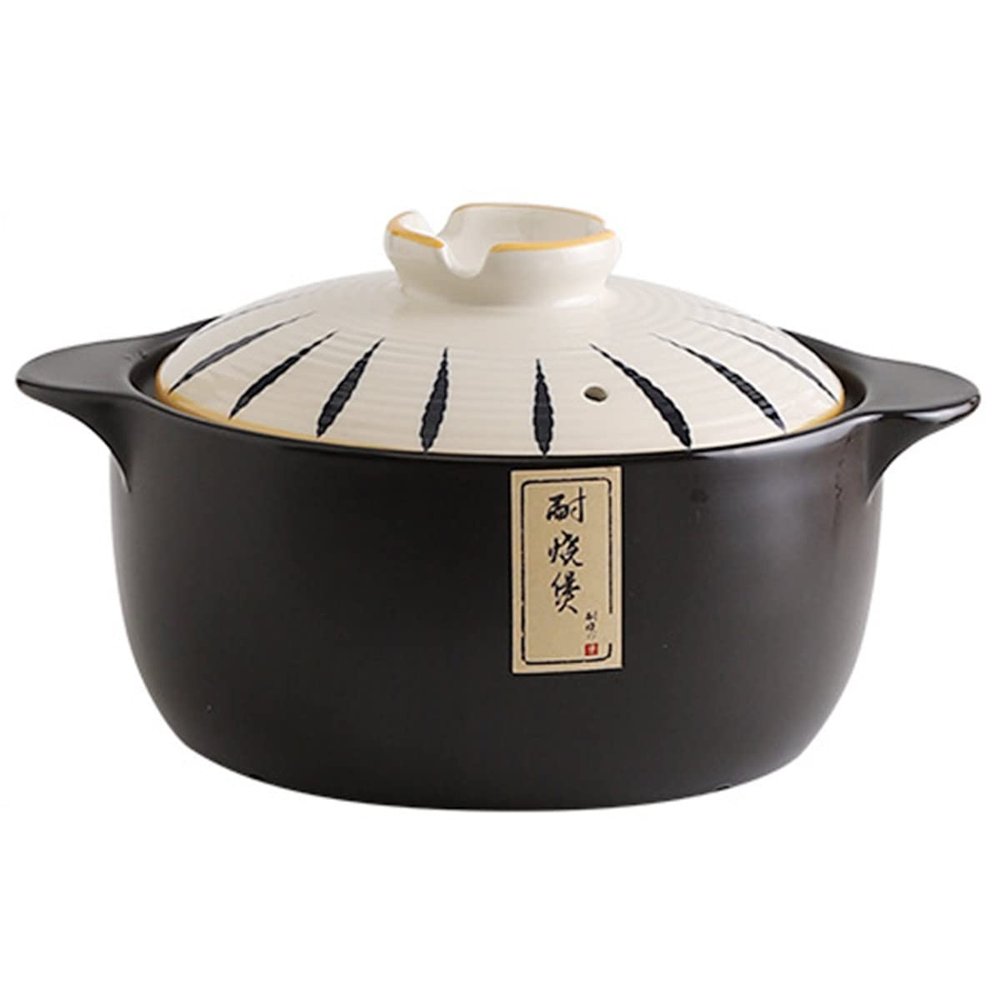 Clay Pot for Cooking,Casserole Retro Japanese Style Ceramic Stew Pot Clay Casserole Household,Leak Proof Heat Resistant Casserole Cookware for Cooking Any Food,3L
