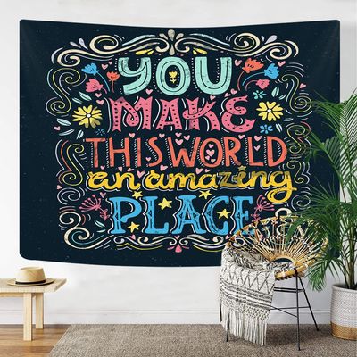 iTapnoom Inspirational Word Tapestry Wall Hanging for Teacher Students, You Make this World an Amazing Place Romantic Love Quote Design Wall Decor Tapestries for Classroom Office Dorm