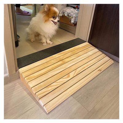YJEUZCD Threshold Ramp for Garage, Patio Door Shed, Wooden Curb Ramp for Driveway Wheelchair Sidewalk, Custom Size(30x26x7cm)