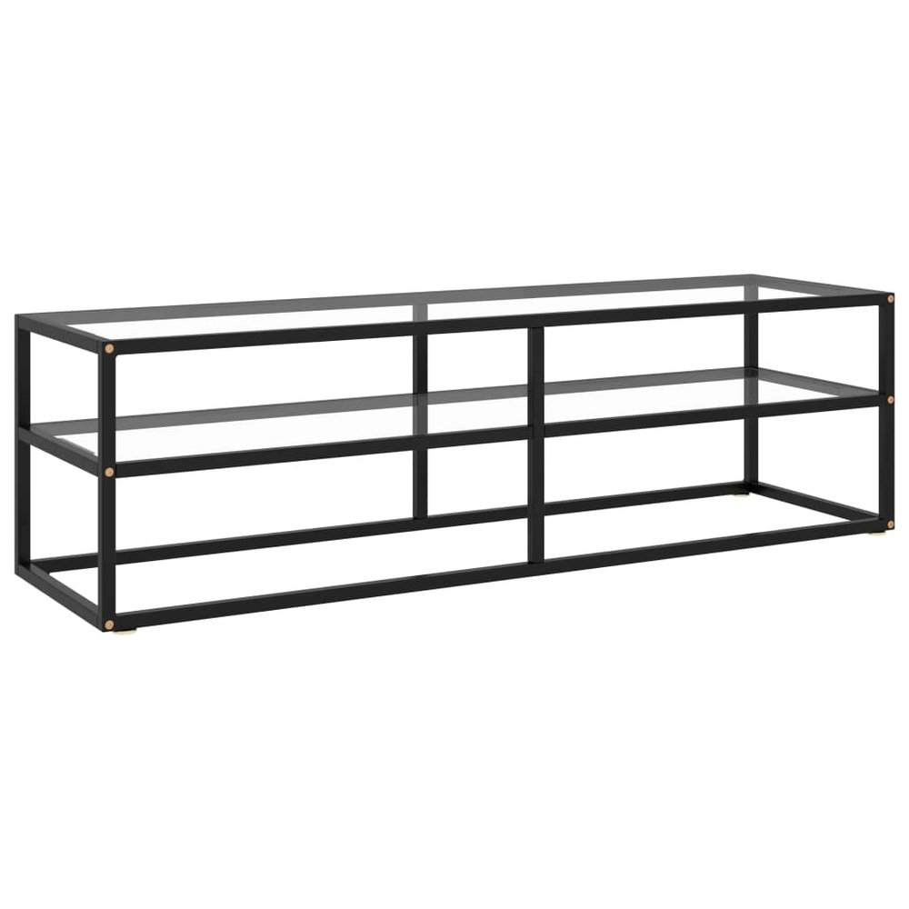 ZQQLVOO TV Cabinet,Living Room Cabinet,Modern Tv Stand,Low Tv Stand,Enertainment Stand,Media Stand,Audio Rack,Suitable for Bedrooms, Living Rooms,Black with Tempered Glass 55.1"x15.7"x15.7"