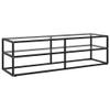 ZQQLVOO TV Cabinet,Living Room Cabinet,Modern Tv Stand,Low Tv Stand,Enertainment Stand,Media Stand,Audio Rack,Suitable for Bedrooms, Living Rooms,Black with Tempered Glass 55.1"x15.7"x15.7" view 1