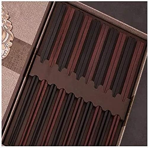Reusable Chopsticks Set, Non-Slip Dishwasher Safe Chopsticks Ebony Rosewood, Unpainted And Wax-Free, 10 Pairs, Gift Box, Family High-end Business Gifts Chopsticks (Color : C)