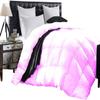 3 Piece Baffle Box Stitched Olympic Queen (98'' x 98'') Comforter for Olympic Queen Pink Solid 100% Egyptian Cotton 600 GSM Fill Power All Season Lightweight view 1