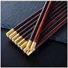 Reusable Chopsticks Set, Non-Slip Dishwasher Safe Natural Wood Chopsticks, Copper Plated 25cm, 10 Pairs, Gift Set Chopsticks (Color : Rosewood) view 3