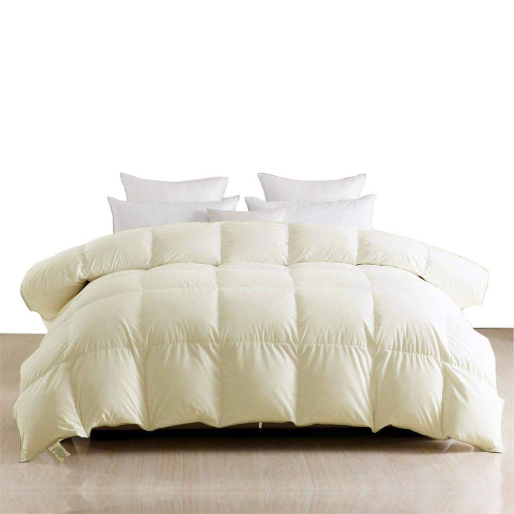 LinenEra Olympic Queen (98'' x 98'') Cotton 600 GSM 1 Piece Box Stitched Olympic Queen Duvet Insert Quilted Down Alternative All Season Corner Tabs Ivory Comforter