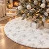 AOGU 60 Inch Sequin Faux Fur Christmas Tree Skirt Decoration for Merry Christmas Party White Plush Silver Sequin Snowflake Xmas Christmas Tree Skirt Decorations view 1