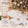 AOGU 60 Inch Sequin Faux Fur Christmas Tree Skirt Decoration for Merry Christmas Party White Plush Silver Sequin Snowflake Xmas Christmas Tree Skirt Decorations view 3